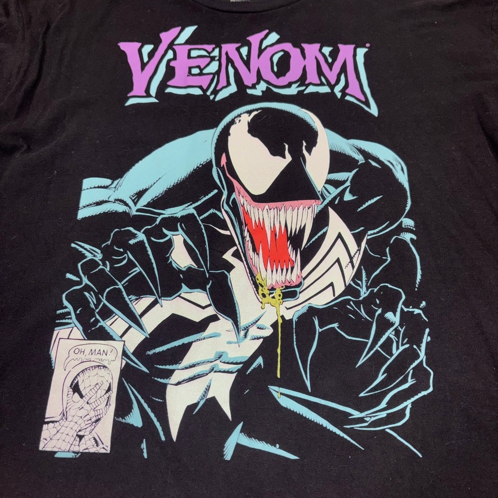 Graphic Print T-Shirt Marvel Comics Spider-Man Mens 2X Black Marvel Venom
